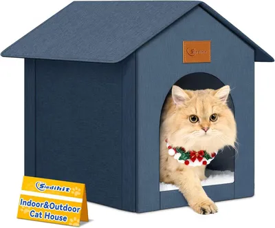 Image de Abri pour chat, étanche, pour l'extérieur, isolé pour l'hiver, avec coussin, idéal pour le jardin