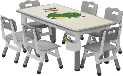 Image de Set de table pour enfant, hauteur réglable, surface effaçable, gris