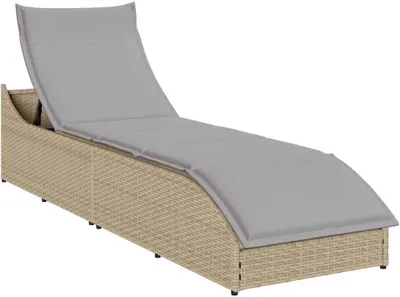 Produktbild von Klappliege mit Auflage und Stauraum Beige Poly-Rattan