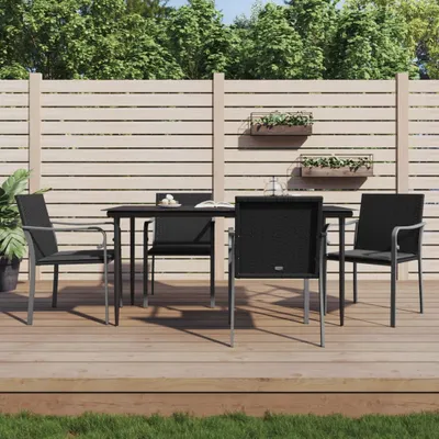 Productafbeelding van De Living Store tuinstoelen met kussens, 4 stuks, zwart, 56x59x84 cm, polyrotan