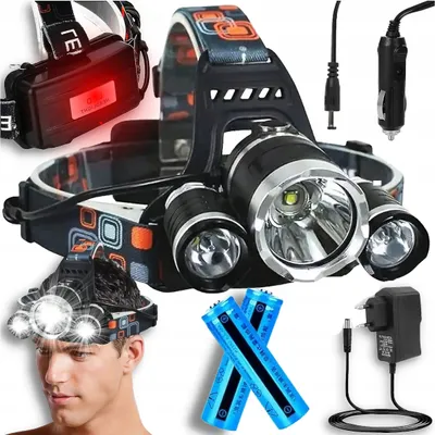 Zdjęcie produktu dla TG63200 LATARKA CZOŁOWA LED ZOOM CREE XML T6 CZOŁÓWKA MOC 2 akumulatory + 2 ładowarki
