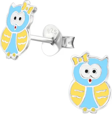 Produktbild von Kinder-Ohrstecker: 925 Silber Ohrringe „Eule mit Schleife“