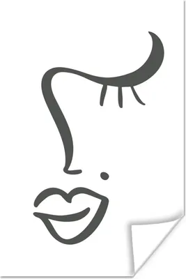 Produktbild von MuchoWow® Poster Frau - Gesicht - Minimalismus 120x180 cm - Kunstposter