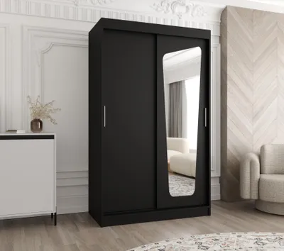 Obrázek produktu pro Šatní skříň 120 cm ZAMIRA se zrcadlem - černá