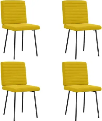 Imagen del producto de Juego de 4 sillas de comedor, tapizadas en terciopelo, con acolchado, color amarillo