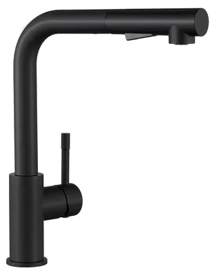 Küchenarmatur schwarz, ausziehbar, 40 cm Brause, 360° drehbar