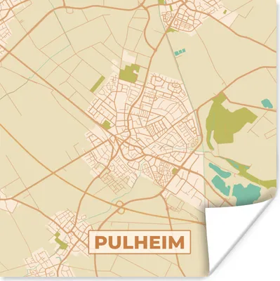 Produktbild von MuchoWow® Poster Pulheim - Karte - Vintage - Karte 75x75 cm - Wand Dekoration