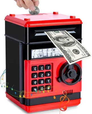 Immagine prodotto di Salvadanaio elettronico Mini-ATM rosso, 3-12 anni
