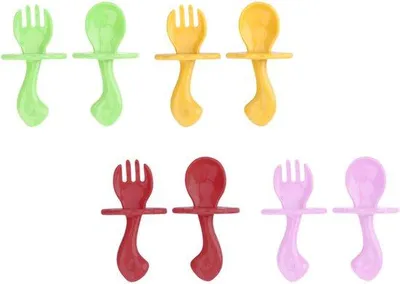 Produktbild von Babybesteckset mit umweltfreundlicher Gabel und Löffel für die Essausbildung von Kindern