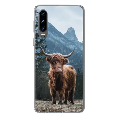 Produktbild von MuchoWow® Handyhülle Schutzhülle Hülle für Huawei P30 Schottische Highlander - Tiere - Landschaft Silikon Softcase Handy Hülle - Kartenbesitzer