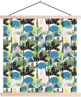 Produktbild von MuchoWow® Textilposter Dschungel - Pflanzen - Abstrakt 60x60 cm mit holzfarbenen Rahmen - Wanddekoration