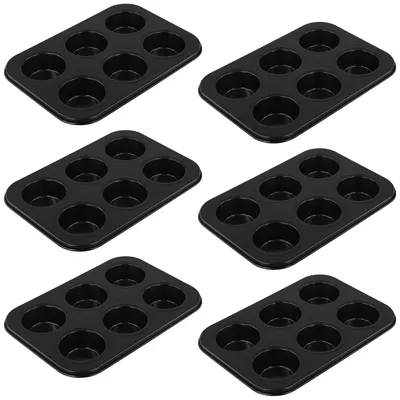 Muffinbackform 6 Mulden, 26,5x18,5x2,8 cm, Antihaft, Schwarz
