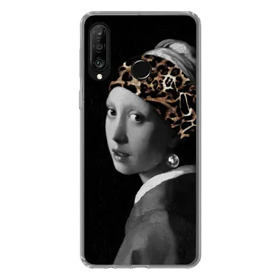 Produktbild von MuchoWow® Handyhülle Schutzhülle Hülle für Huawei P30 Lite Mädchen mit dem Aufdruck - Pantheraufdruck - Schwarz - Weiß Silikon Softcase Handy Hülle - Handyhülle