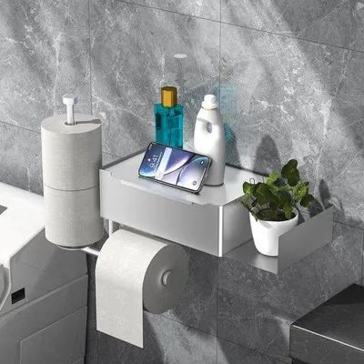 Produktbild von Famanu Toilettenpapierhalter mit Feuchttücherbox - Silber