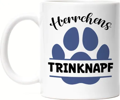 Produktbild von Herrchens Trinknapf Tasse Weiß Hund Hunde Pfote Liebe Hundeliebhaber Tierliebe Vierbeiner Gassi Haustier