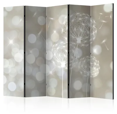 Produktbild von Muralo Beidseitig bedruckter PARAVENT 5-teilig Raumteiler klappbar PUSTEBLUMEN Boho 225cmx172cm