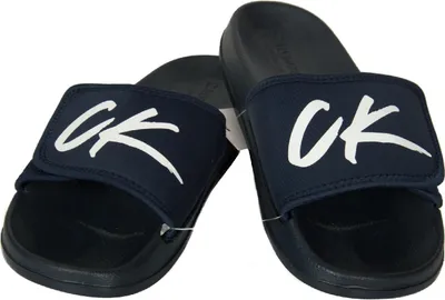 Zdjęcie produktu dla Kapcie męskie na plażę lub basen z zapięciem na rzep Swimwear CK CALVIN KLEIN, nr katalogowy KM0KM00499 SLIDE, rozmiar EUR 41/42 – UK 7/8 – USA 8/9 – CM 26/26,5, 100% guma
