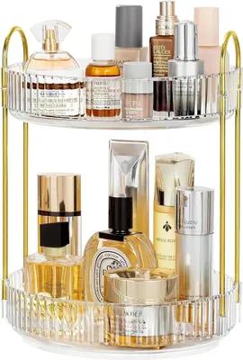 Produktbild von Make Up Organizer Drehbar,Schminktisch Organizer Rund,badezimmer organizer,Parfš¹m Regal,Beauty Organizer,Kosmetik Organizer fš¹r Kosmetik Skincare Parfum (2 Schichten Klar)