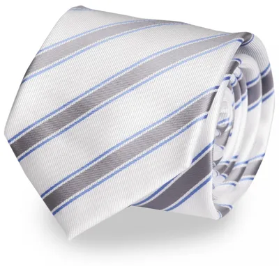 Produktbild von Fabio Farini - 1 Stück gestreifte Herren Krawatte - Tie mit Streifen in 6cm oder 8cm Breite Breit (8cm), Weiß/Grau/Blau