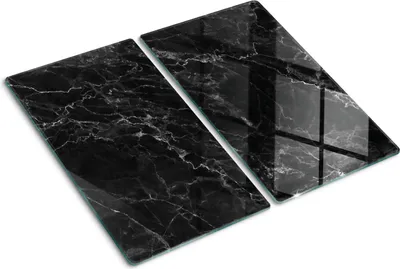 Obrázok produktu pre Sklenená ochranná doska – Kryt varnej dosky – Kryt na indukčnú dosku – 2x30x52 cm – Rýchle čistenie – Tvrdené sklo – Čierny mramor