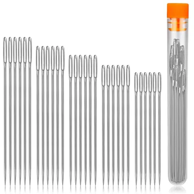 Produktbild von Nähnadeln Set 30 Stück 5 Größen mit großem Öhr | Handnähen Sticknadeln mit Nadelflasche