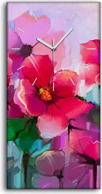 Produktbild von Leinwand Wanduhr Wandkunst Uhr Geräuschlos 30x60 Gemälde Blumen Pflanzen Kunst - weiße Hände