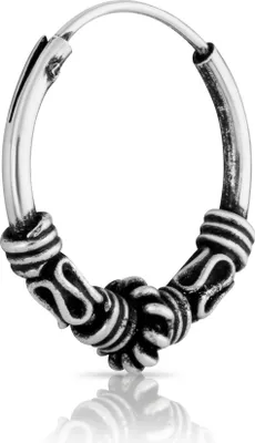 Produktbild von Creole einzel Ohrring 14mm Bali verziert Schlange Celtic 925 Sterlingsilber 4959