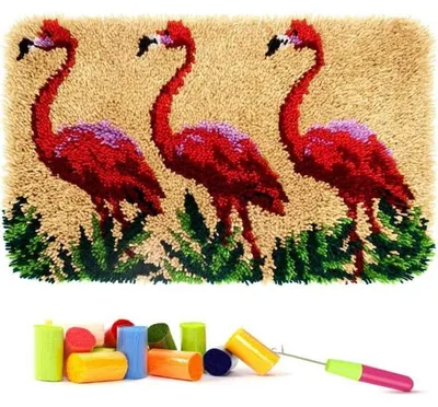 Produktbild von Knüpfset zum Selberknüpfen Flamingo 60 x 40 cm für Kinder und Erwachsene