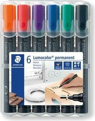 Produktbild von STAEDTLER Lumocolor 352 permanent Marker, Rundspitze, 6er-Set, sortierte Farben