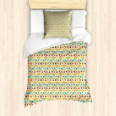 Produktbild von ABAKUHAUS Herbst Bettbezug Set für Einzelbetten, Bunte Ahornblätter Retro, Milbensicher Allergiker geeignet mit Kissenbezug, 135 cm x 200 cm - 80 x 80 cm, Sahne und Multicolor