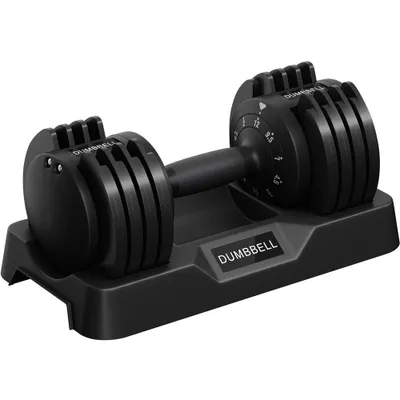 Produktbild von Yaheetech Verstellbare Hantel Kurzhantel, 5 Gewichtsstufen von 2 bis 12 kg, Schnelleinstellung, Schwarz