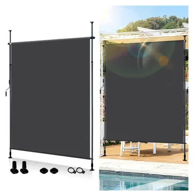 Produktbild von Senkrechtmarkise außen Klemmmarkise 150x305cm Ausziehbar | Vertikalmarkise mit Handkurbel ohne Bohren | Balkon-Sichtschutz & Windschutz für Garten & Terrasse, Anthrazit