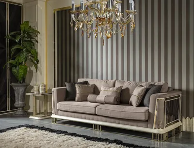 Produktbild von Sofa 3 Sitzer Braun Wohnzimmer Luxus Design Elegantes Stil Möbel Sofas