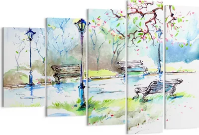 Produktbild von Bild auf Leinwand - Leinwandbild - Path urban Park Landschaft - 150x100cm - Wand Bild - Wanddeko - Leinwanddruck - Bilder - Kunstdruck - Wanddekoration - Leinwand bilder - Wandkunst - EG150x100-3035