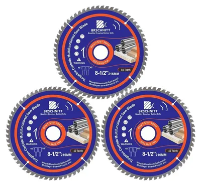 Image de Lame de scie circulaire 216x30 mm, 60 dents, pour bois, métal et aluminium, lot de 3