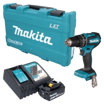 Immagine prodotto di Trapano avvitatore a percussione a batteria Makita DHP 485 RT1K 18 V 50 Nm Brushless + 1 batteria da 5,0 Ah + caricabatterie + valigetta