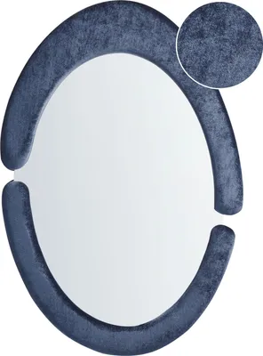 Obrázok produktu pre BELIANI Nástenné zrkadlo tmavomodré MDF zamatový rám sklo 53 x 89 cm oválny tvar závesné na stenu moderný štýl