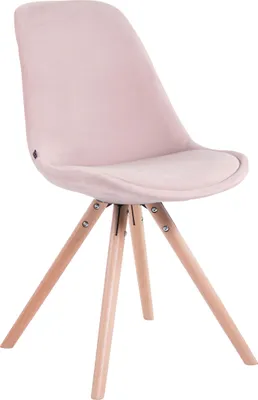 Produktbild von CLP Besucherstuhl Toulouse Samt Rund mit Sitzpolster und runden Holzbeinen pink Gestell Farbe natur