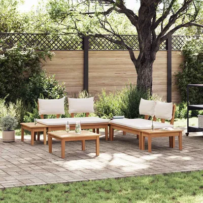 Image de Ensemble de 3 assises de jardin vidaXL, couleur marron et crème