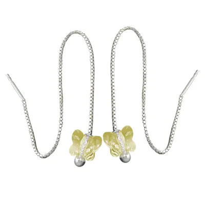 Produktbild von Durchzieher Ohrring Ohrhänger 115x8mm Schmetterling Glasstein hellgelb Silber 925 hellgelb 115x8mm