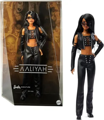 Obrázek produktu pro Sběratelská panenka Barbie Signature Aaliyah v černém oblečku z umělé kůže, HRM80