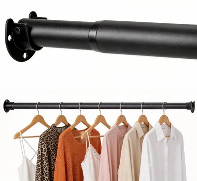 Teleskop-Kleiderstange 77-177 cm, 32 mm, schwarz, bis 30 kg