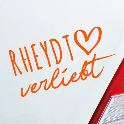 Produktbild von Auto Aufkleber Rheydt verliebt Herz Stadt Heimat Liebe Car 19x10 cm Orange Sticker Heckscheibenaufkleber