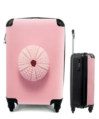 Produktbild von MuchoWow® Koffer Handgepäck Trolley Rollkoffer Kleine Reisekoffer mit 4 Rollen - Tiere - Meer - Rosa - Cabin Size < 55x40x23 cm & 55x40x20 cm - Fotokoffer - Kabinenkoffer - Boardgepäck - Reise-Box - Reisekoffer - Reisegepäck - Koffer mit Bild - Trolley für Kinder