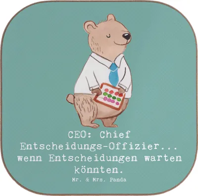 Produktbild von Mr. & Mrs. Panda Untersetzer für Gläser CEO Entscheidungen - Meeresbrise - Geschenk, personalisierte Geschenke, Berufstätige, Geschäftsstrategie, Tischuntersetzer, Beruf