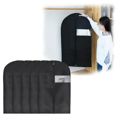 Immagine prodotto di Set di 5 sacchi per abiti, dimensioni 120 x 60 cm, con cerniera