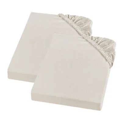 Produktbild von Biber Spannbetttuch, Feinbiber Spannbettlaken, 2er Set, 100 x 200 cm, creme, 100% Baumwolle, Matratzen bis 23 cm Höhe, sleepling