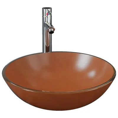Produktbild von Badezimmer Waschbecken mit Wasserhahn und Ablaufgarnitur Braun