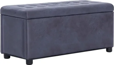 Produktbild von Ottoman mit Stauraum 87,5 cm Grau Wildleder-Optik