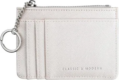 Produktbild von Schmaler Damen-Brieftasche, einfacher Kreditkartenhalter, Brieftasche mit Reißverschluss, Münzbeutel, Schlüsselanhänger, mit 8 Kartenfächern und 1 Reißverschlussfach, geeignet für Mädchen, Damen, Silber, 12*8,5 cm